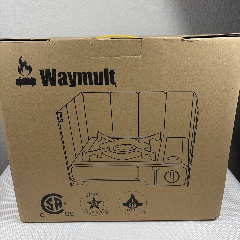 NIB Waymult Camping Stove Strong Heat Output of Brass Single Burner W/Windshield - Picture 2 of 6